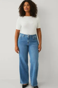 Ellos Plus collection Jeans med vide ben og høy midje