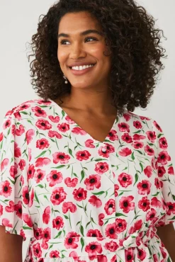 Ellos Plus collection Kjole med draperte volangermer