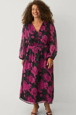 Ellos Plus collection Kjole i chiffon med bobleerme