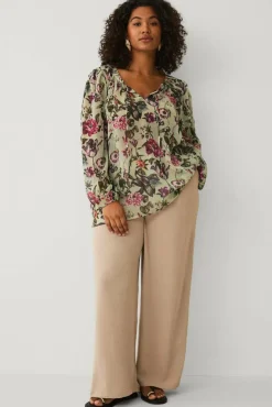 Ellos Plus collection Mønstret bluse i chiffon