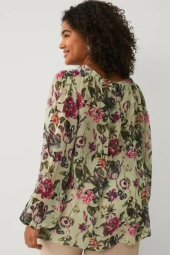 Ellos Plus collection Mønstret bluse i chiffon