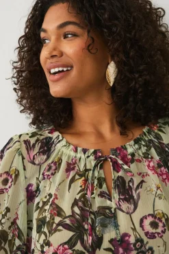 Ellos Plus collection Mønstret bluse i chiffon