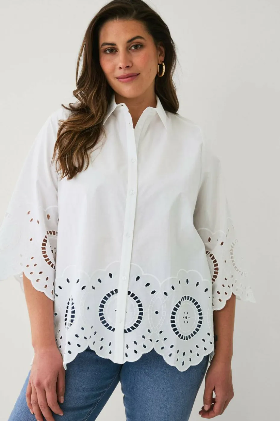 Ellos Plus collection Skjorte med broderie anglaise