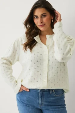 Ellos Plus collection Strikket kardigan i pointelle