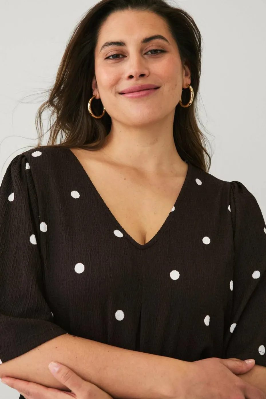 Ellos Plus collection Topp med draperte volangermer