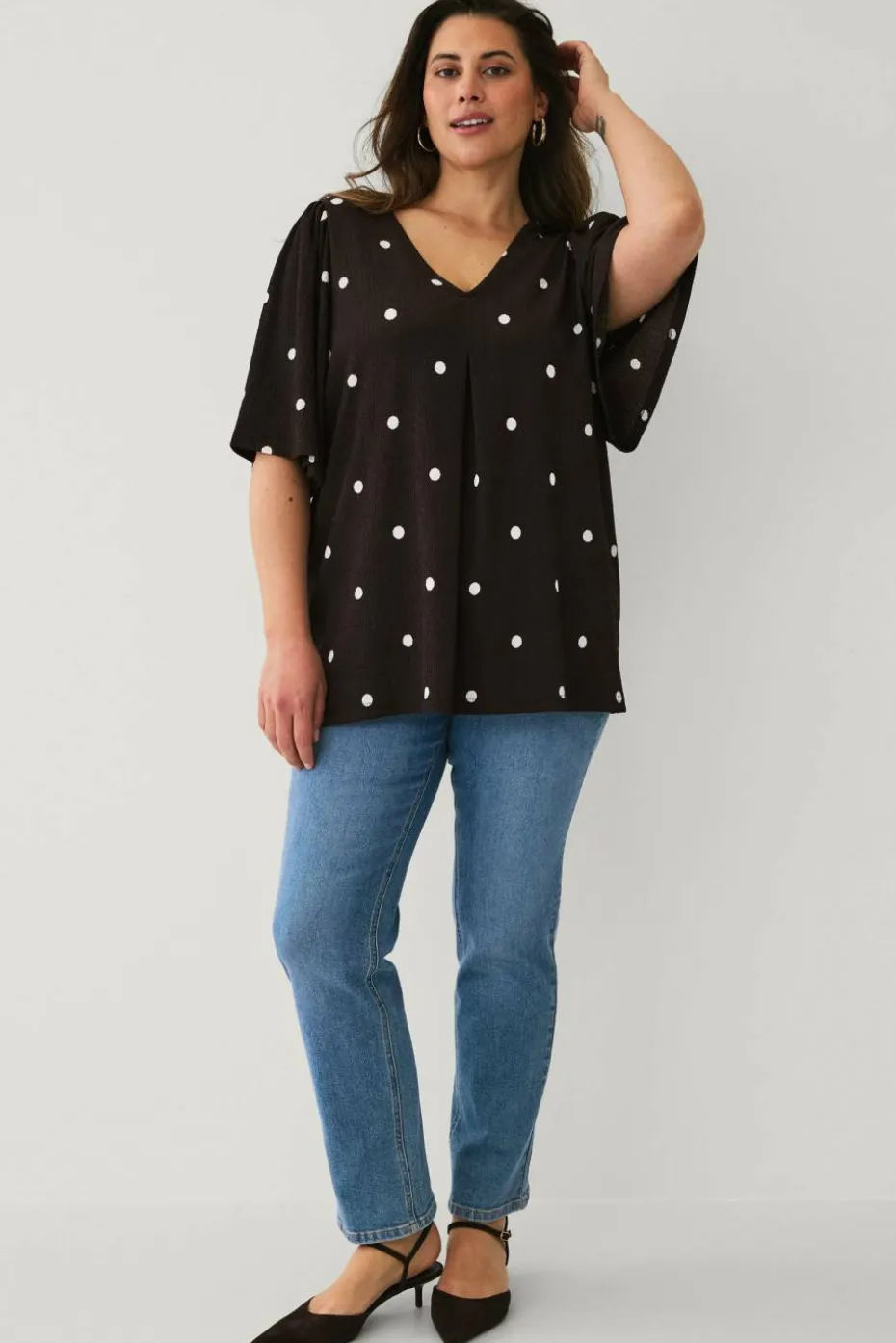 Ellos Plus collection Topp med draperte volangermer