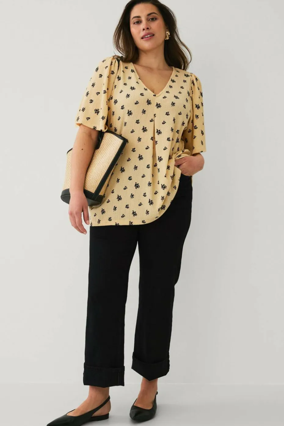 Ellos Plus collection Topp med draperte volangermer