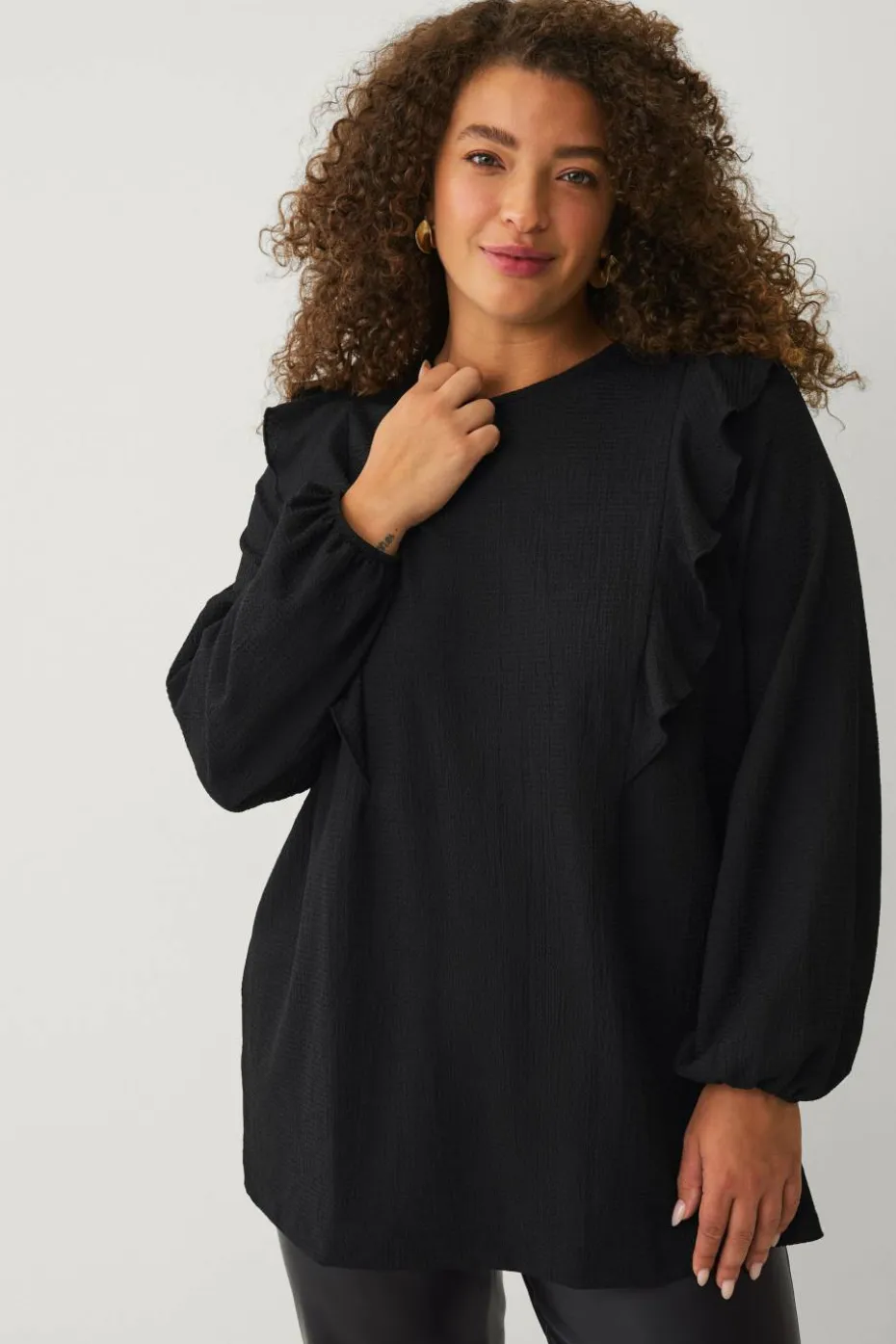 Ellos Plus collection Topp med volanger og ballongermer