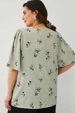 Ellos Plus collection Topp med draperte volangermer