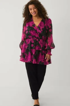 Ellos Plus collection Tunika i chiffon med bobleerme