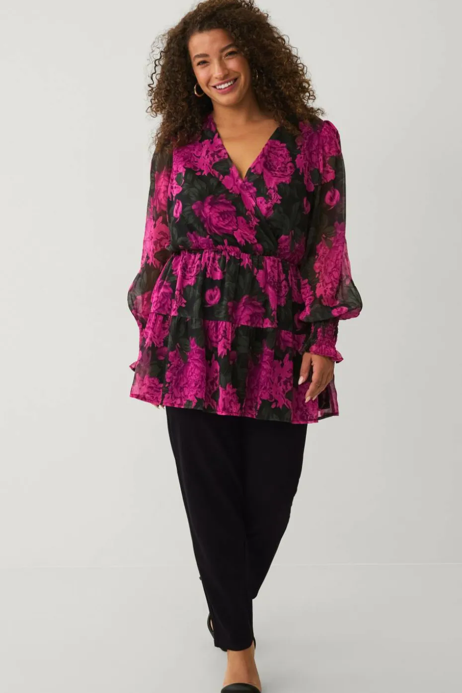 Ellos Plus collection Tunika i chiffon med bobleerme