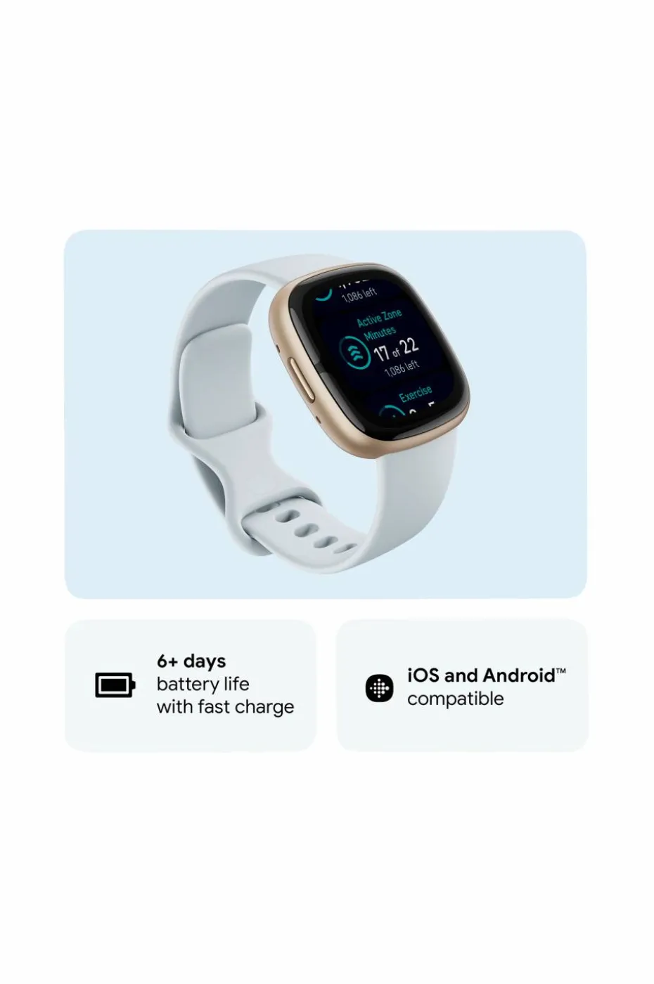 Fitbit Sense 2, Blue Mist/Soft Gold