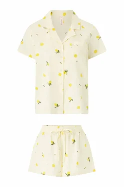Hunkemöller Pysjsett PJ SS Woven Lemon