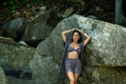 KAANDA Beach life Badebukse Golden nougat lurex shorts