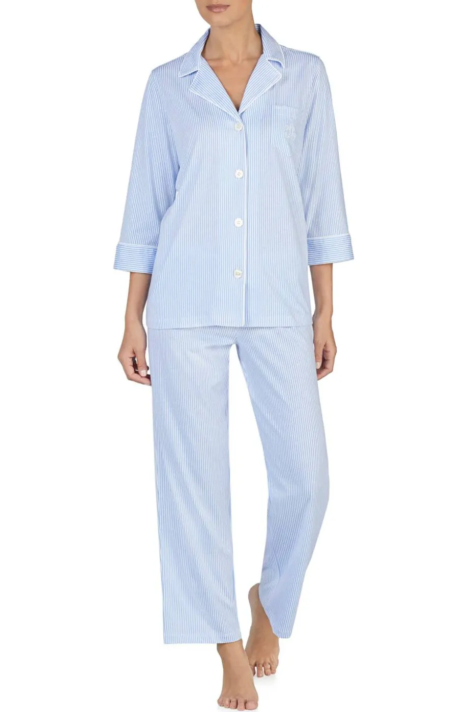 Lauren Ralph Lauren Pyjamas LRL Heritage 3/4 Sl Classic Notch PJ Set