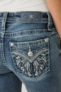 Miss Me Jeans Silver Angel Down Wings Bootcut