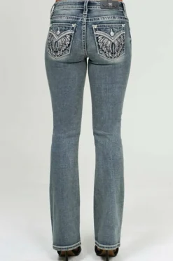 Miss Me Jeans Silver Angel Down Wings Bootcut