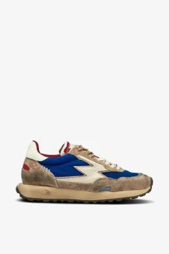 Moaconcept Joggesko Hype Royal Blue Nylon Sand Washed Suede Off White And Burgundy Details