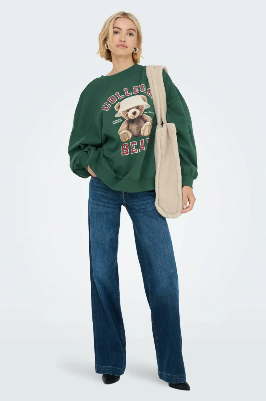 Only Collegegenser onlBila L/s Bear O-neck