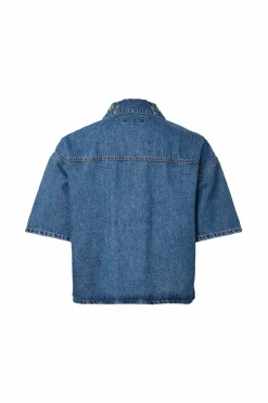 pieces Denimskjorte pcSky Embroidery 3/4 Denim