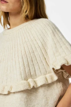 pieces Genser pcBei SS O-neck Frill Knit