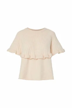pieces Genser pcBei SS O-neck Frill Knit