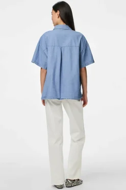 pieces Skjorte pcMia SS Denim Shirt MM Wvn