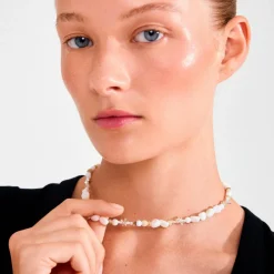 Pilgrim Halskjede Prism Necklace White/gold-plated