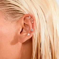Pilgrim Mansjettøreringer Evon Ear Cuff 4-in-1 Set, Silver-plated
