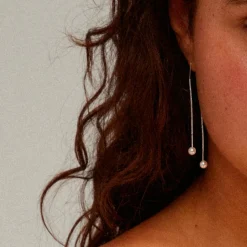 Pilgrim Øreringer Euonia Pearl Chain Earrings Silver-plated
