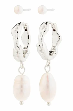 Pilgrim Øreringer Jonne Pearl Earrings 2-in-1 Set Silver-plated