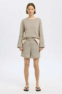 Selected Women Collegegenser slfElise LS O-neck Wide Striped Swe