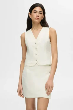 Selected Women Jeansvest slfLexia SL White Denim Vest