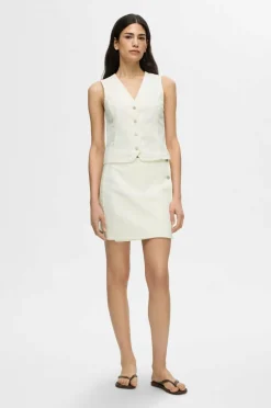 Selected Women Jeansvest slfLexia SL White Denim Vest