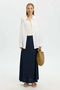 Selected Women Maxi skjørt slfViva HW Ankle Linen Blend Skirt