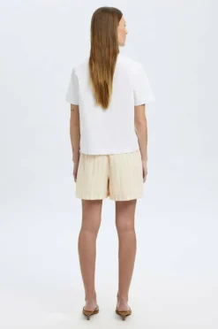 Selected Women Shorts i lin slfLuisa MW Linen Blend Striped