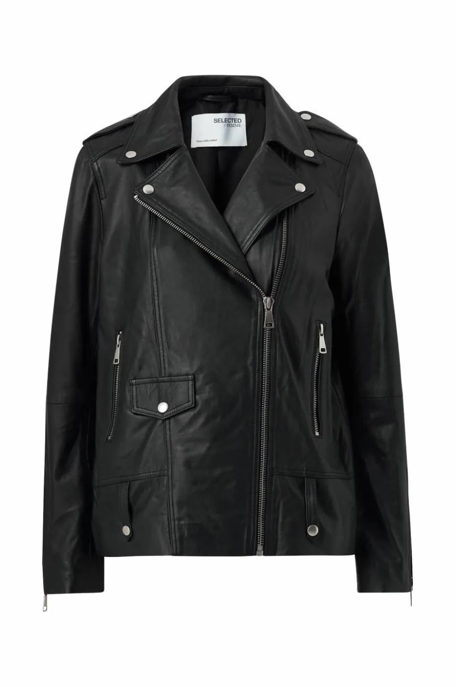 Selected Women Skinnjakke slfMadison Leather Jacket Noos