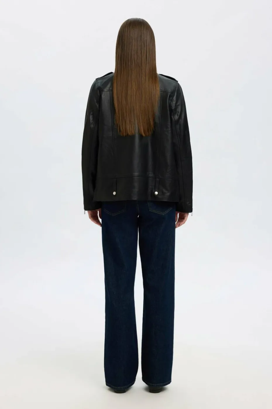 Selected Women Skinnjakke slfMadison Leather Jacket Noos