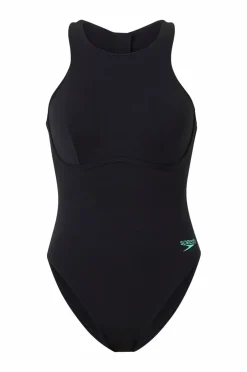 Speedo Badedrakt Womens Racer Zip Swimsuit with Built in Swim Bra