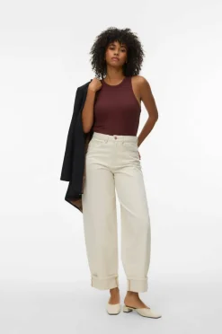 Vero Moda Jeans vmZelda HR Barrel Fold UP Ecru