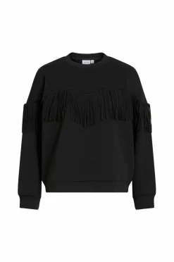 Vila Collegegenser viReflect L/S O-neck Fringe