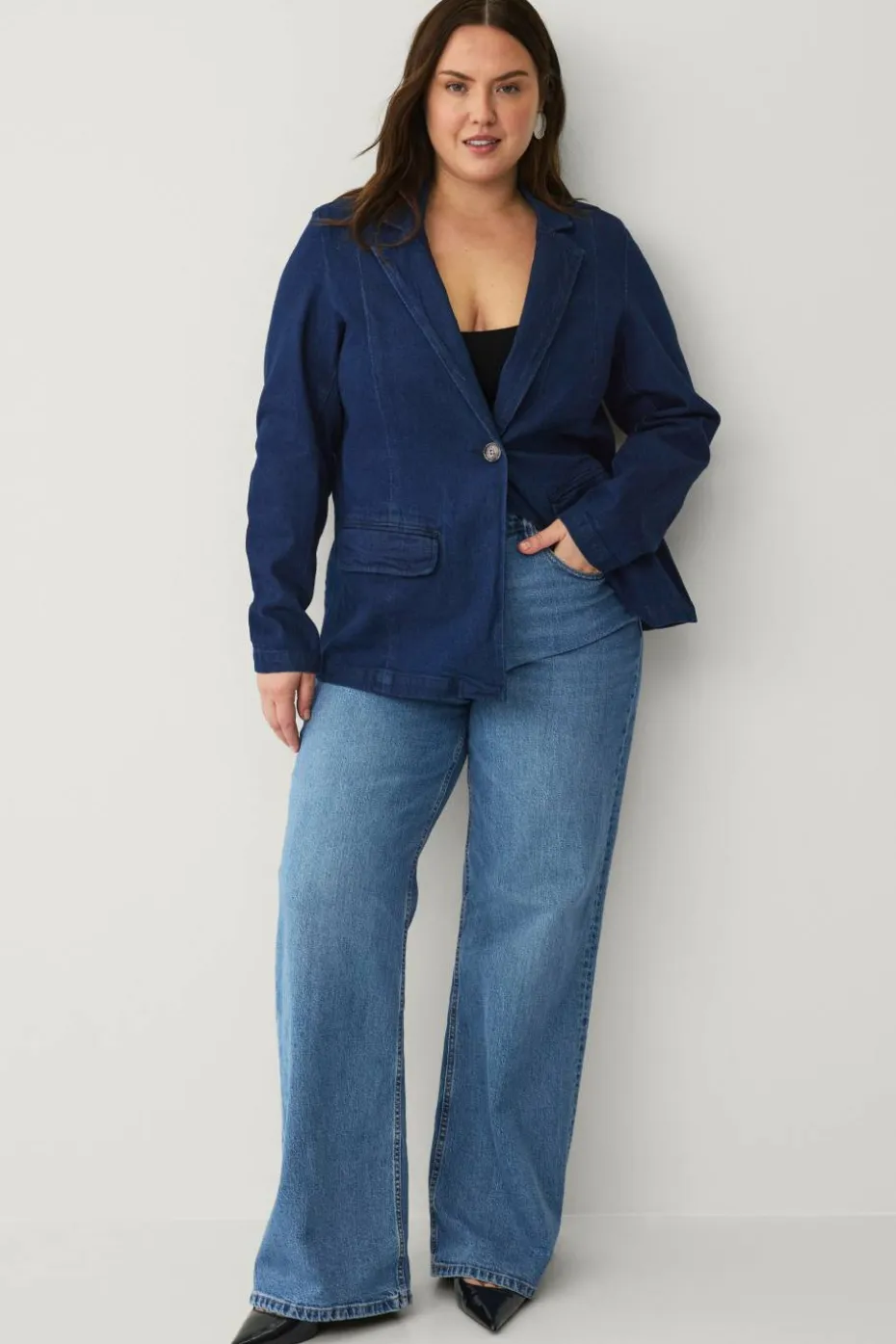 Zizzi Dongeri blazer jLiva L/S Denim Blazer