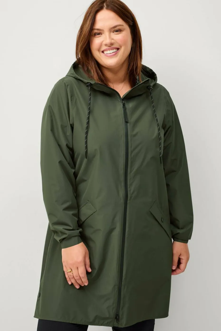 Zizzi Regnfrakk caKlara Zip L/S Raincoat