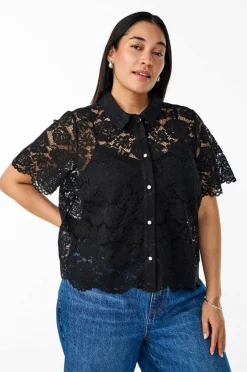 Zizzi Skjorte caMonika S/S Lace