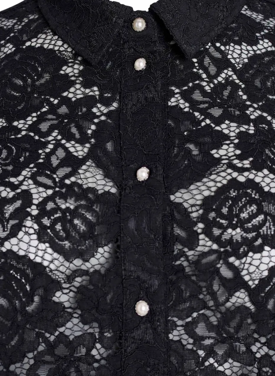 Zizzi Skjorte caMonika S/S Lace