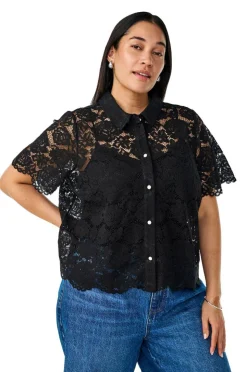 Zizzi Skjorte caMonika S/S Lace
