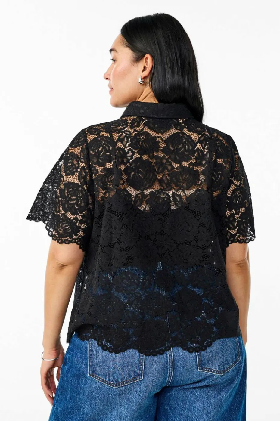 Zizzi Skjorte caMonika S/S Lace